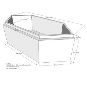 Badewannenträger für Andros mit 5 cm Vorbau 3-seitig