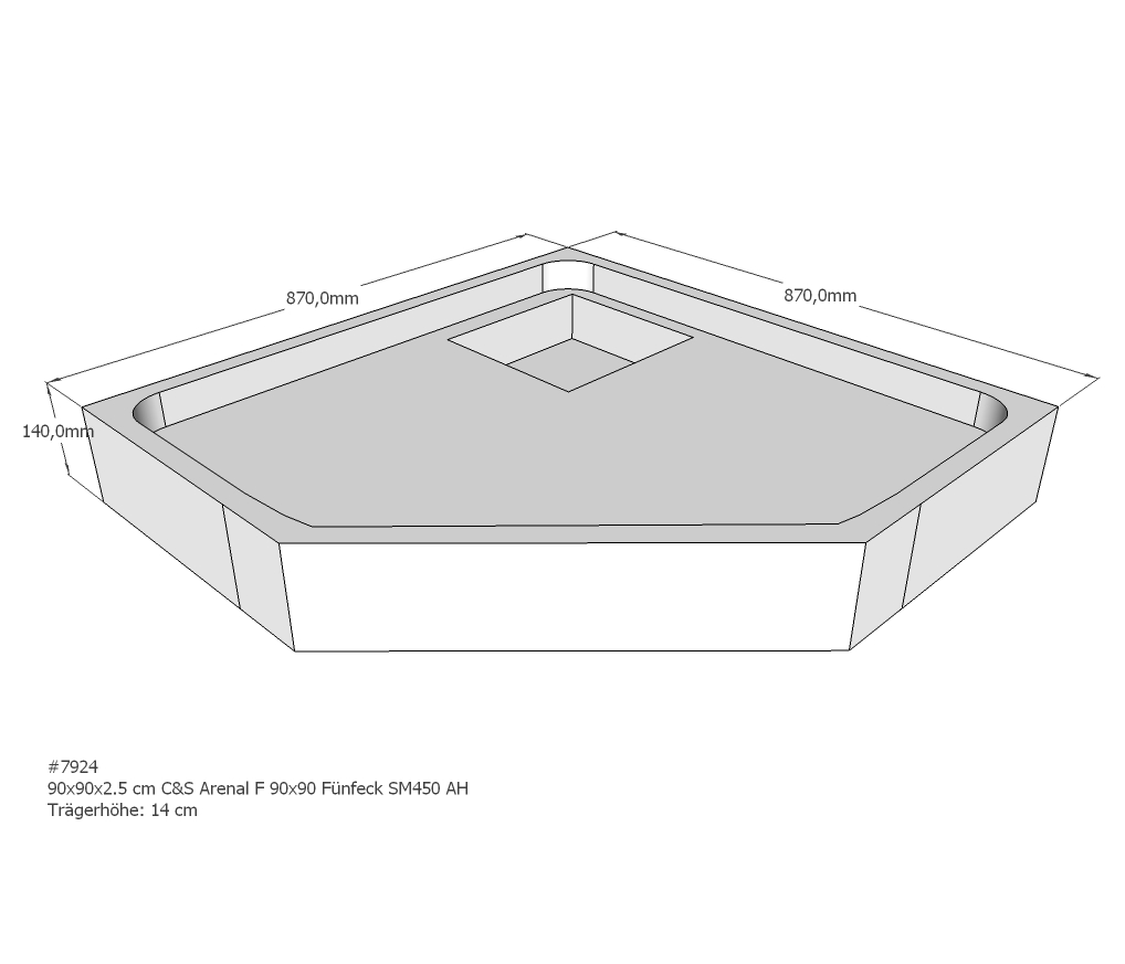 Duschwannenträger für Arenal F 90x90