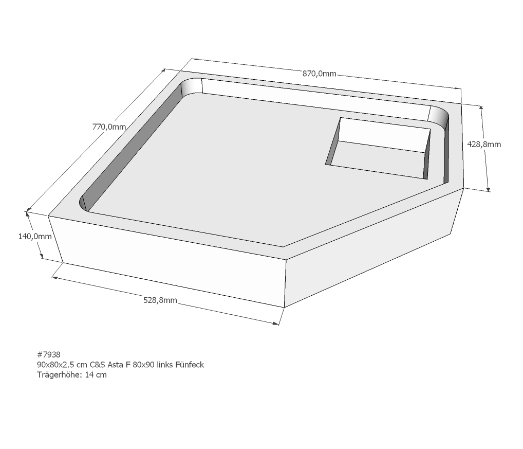 Duschwannenträger für Asta F 80x90 links