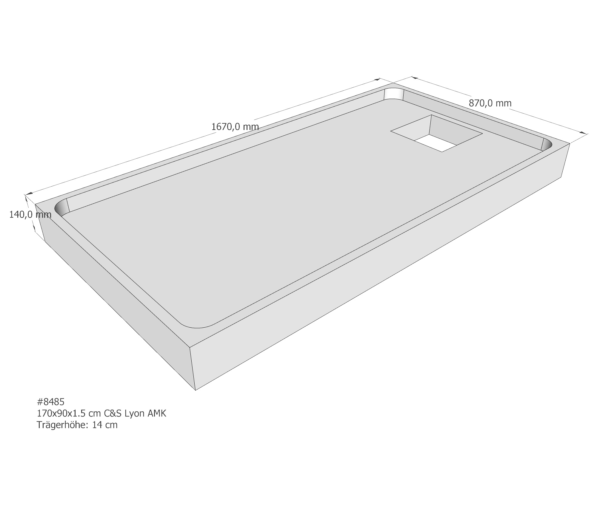 Duschwannenträger für Lyon E 170x90