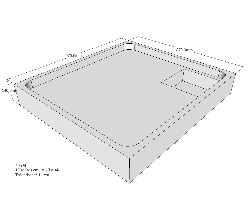 Duschwannenträger für Tia E 100x90