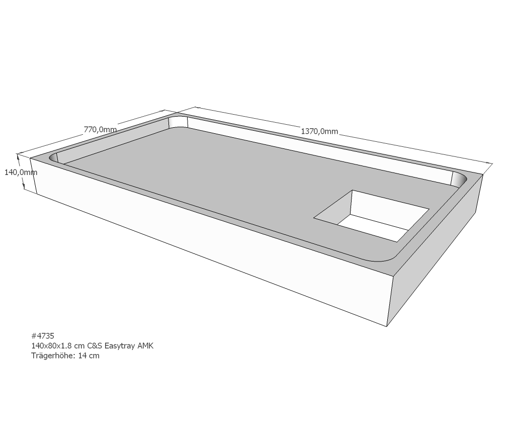 Duschwannenträger für Easytray E 140x80