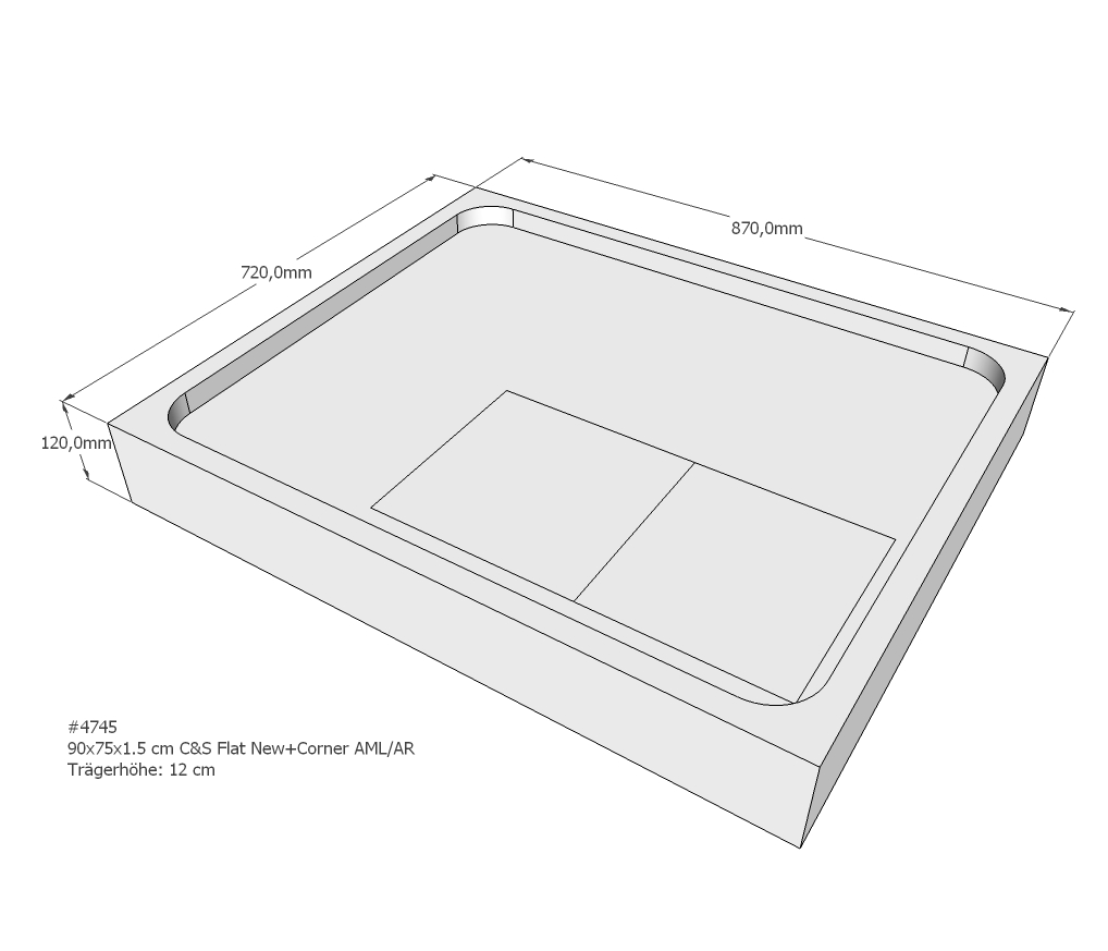 Duschwannenträger für Flat E 90x75