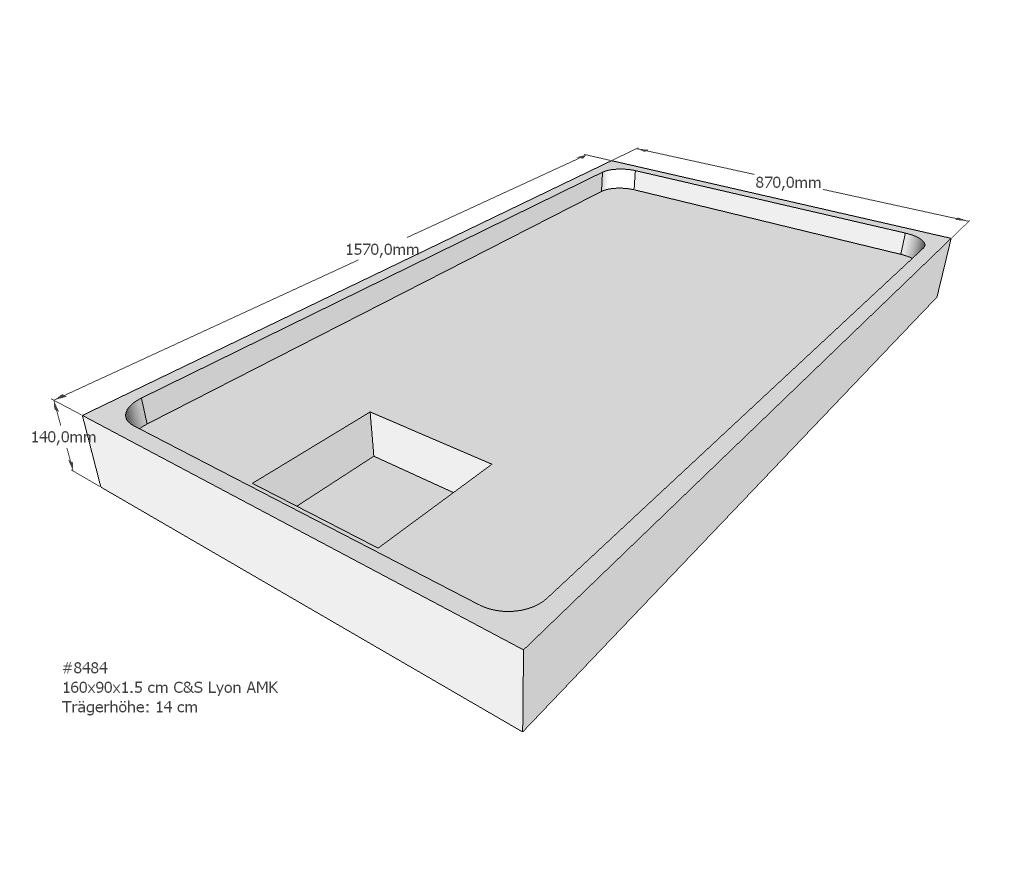 Duschwannenträger für Lyon E 160x90