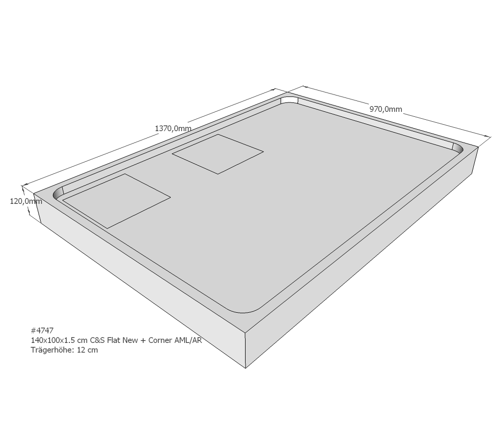 Duschwannenträger für Flat E 140x100