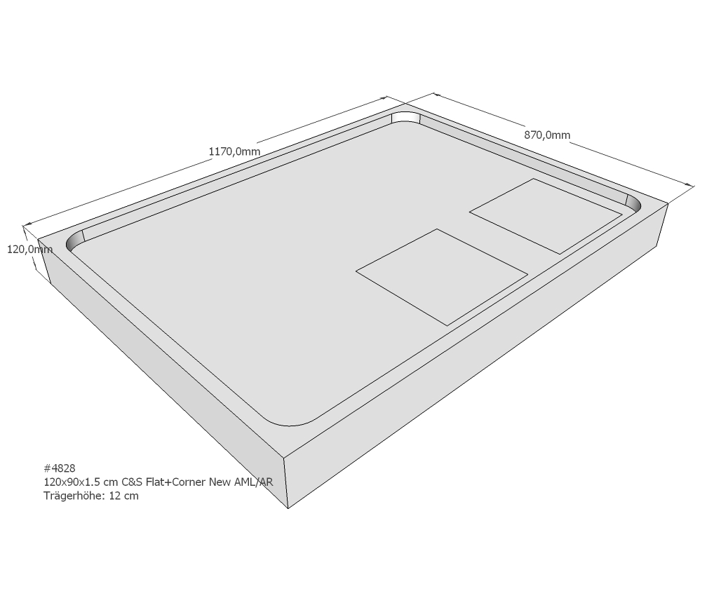 Duschwannenträger für Flat E 120x90