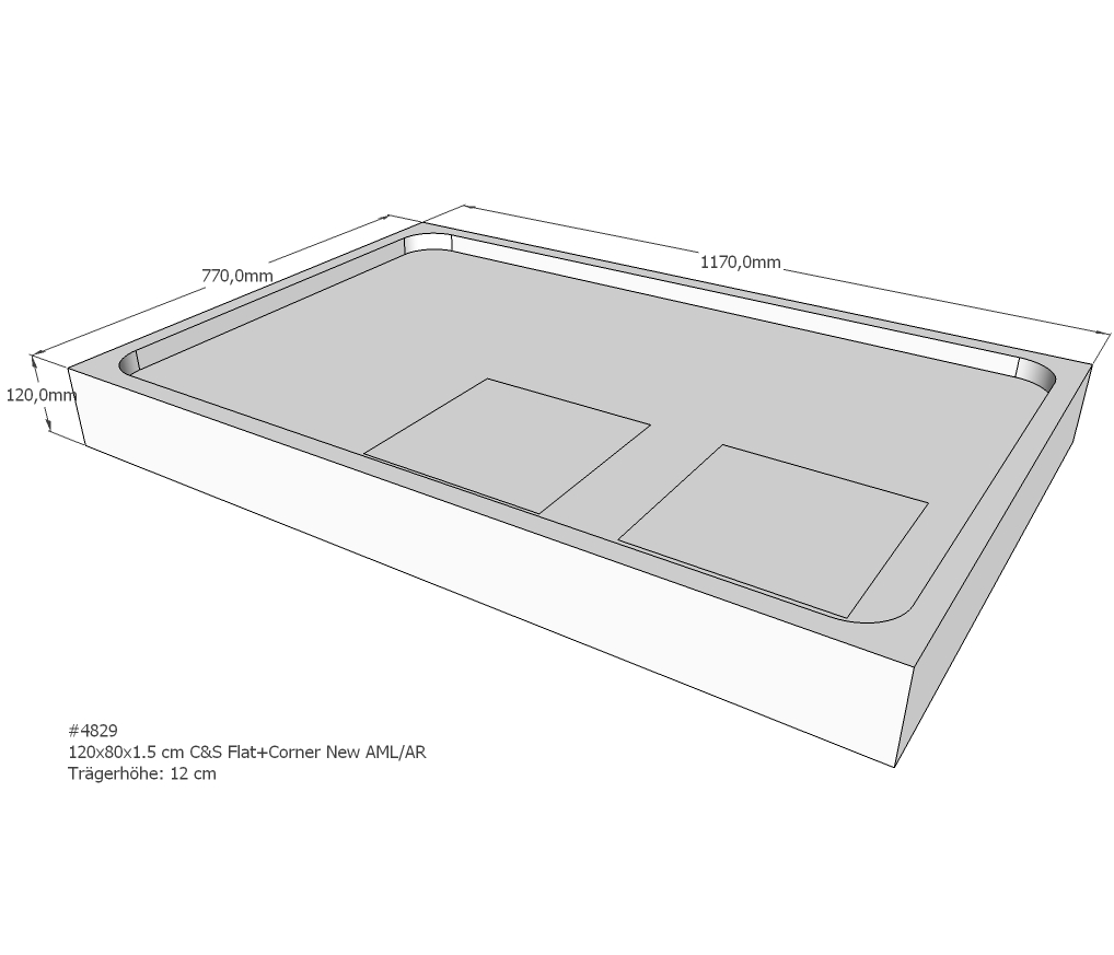 Duschwannenträger für Flat E 120x80