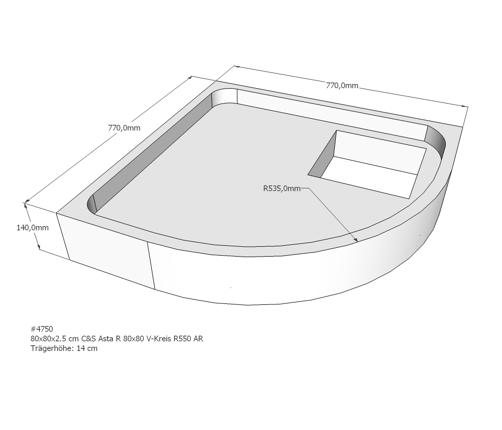 Duschwannenträger für Asta R 80x80