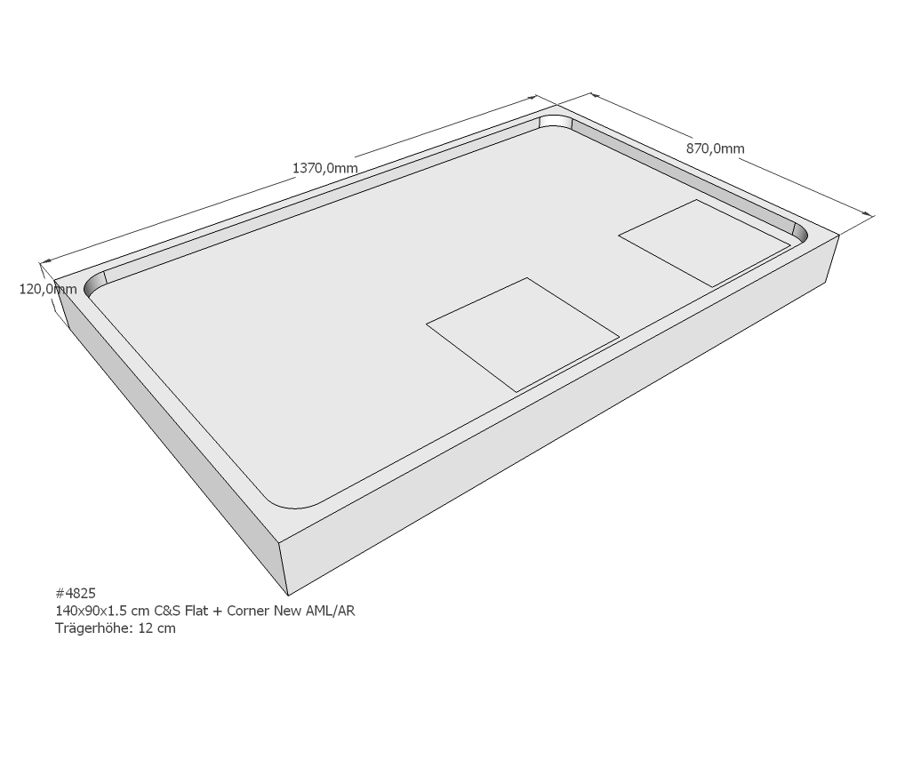 Duschwannenträger für Flat E 140x90