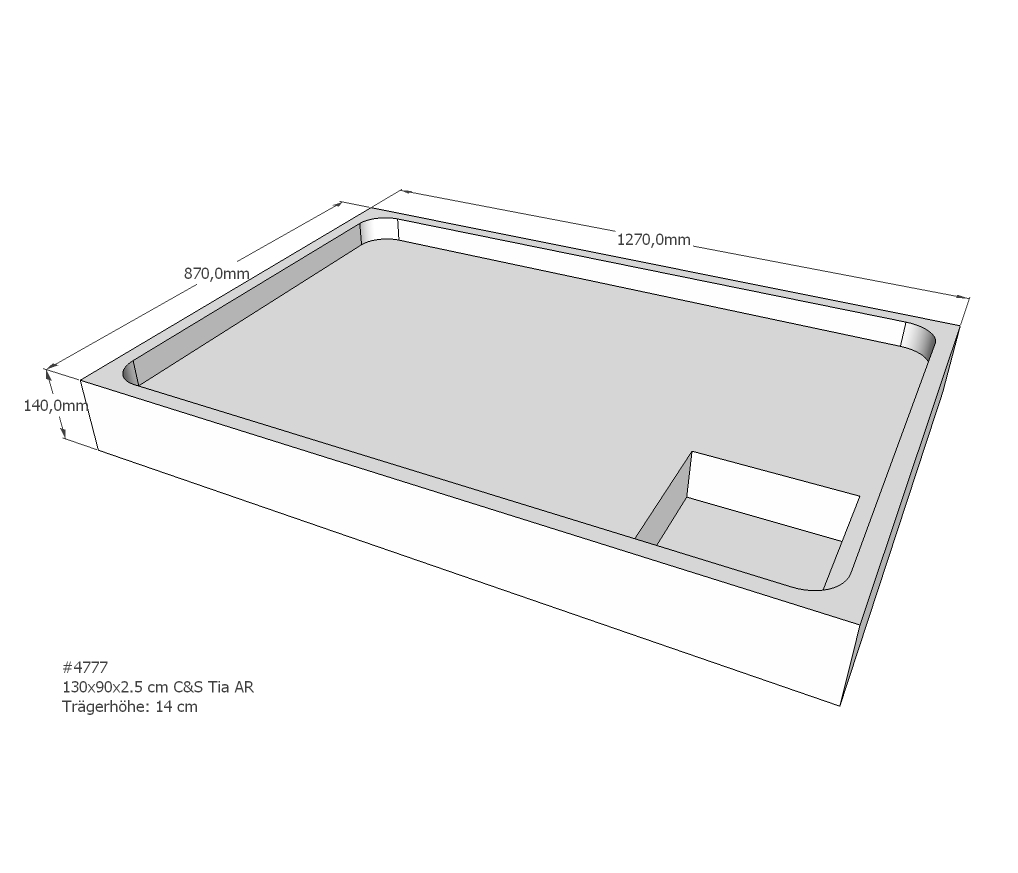 Duschwannenträger für Tia E 130x90