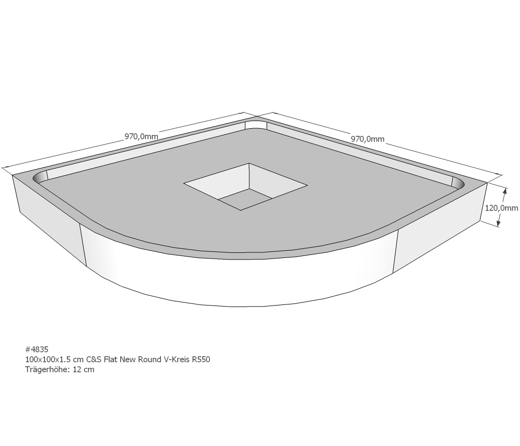 Duschwannenträger für Flat New Round R 100x100