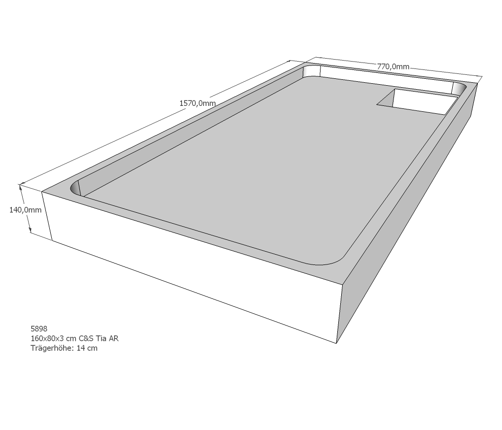 Duschwannenträger für Tia E 160x80