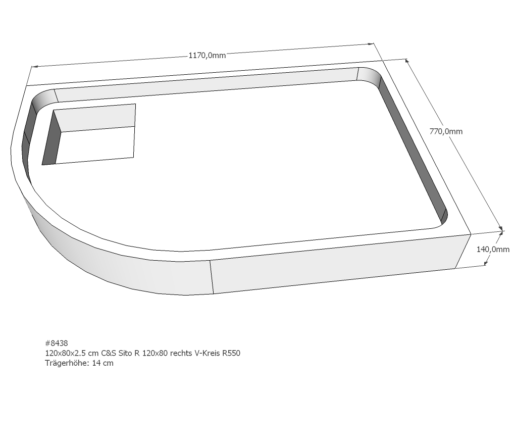 Duschwannenträger für Sito R 120x80 rechts