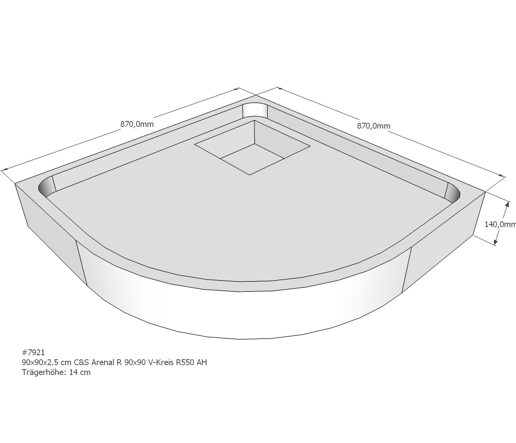 Duschwannenträger für Arenal R 90x90