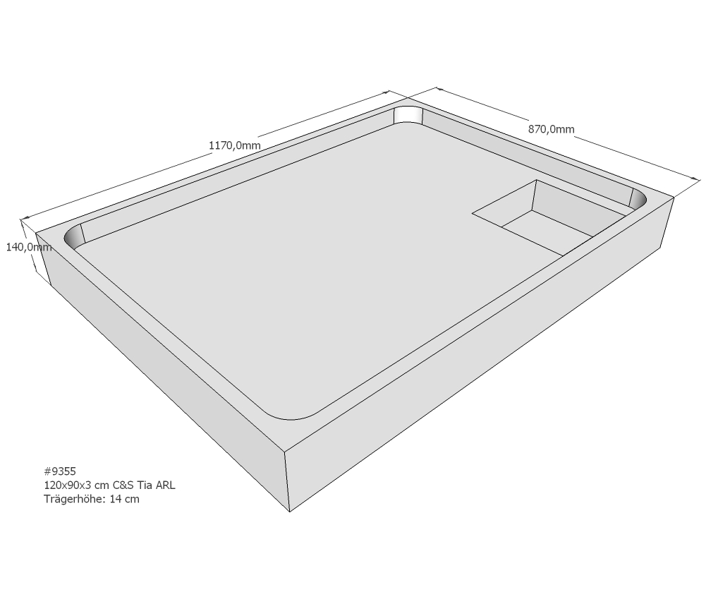 Duschwannenträger für Tia E 120x90