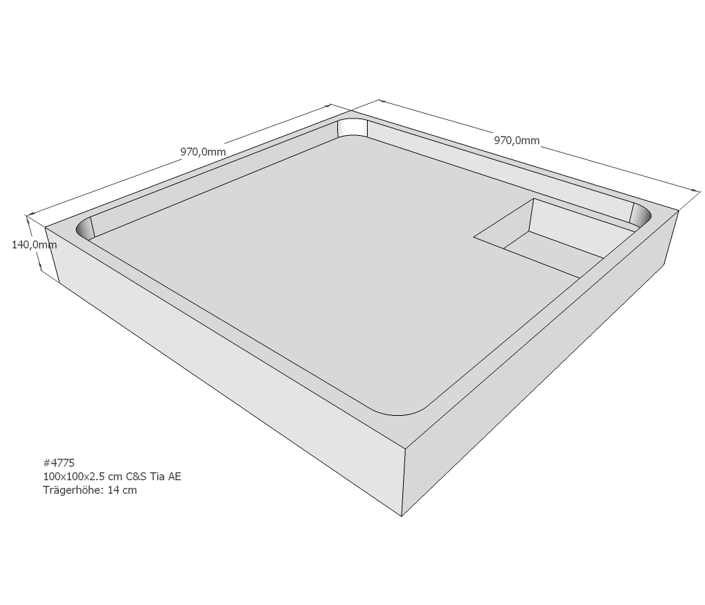 Duschwannenträger für Tia E 100x100