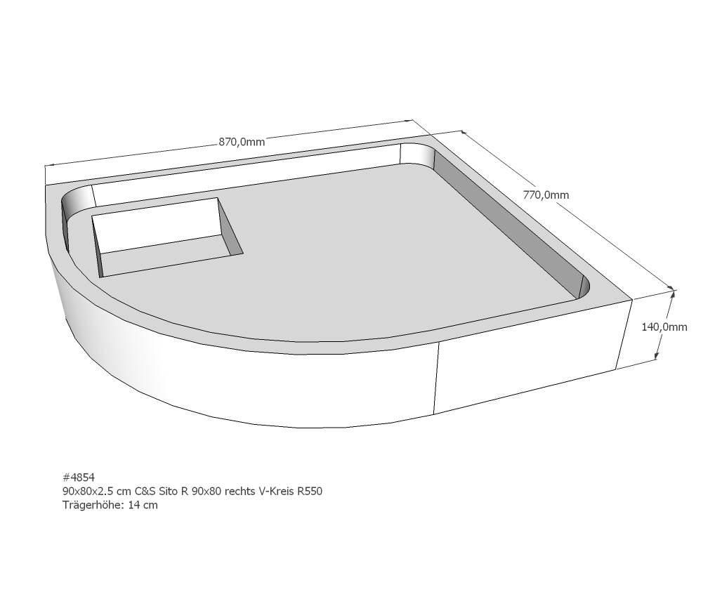 Duschwannenträger für Sito R 90x80 rechts