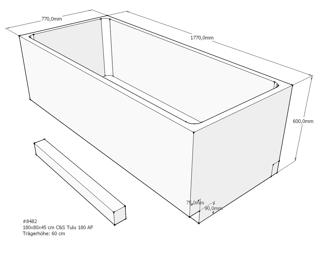 Badewannenträger für Tulu 180x80