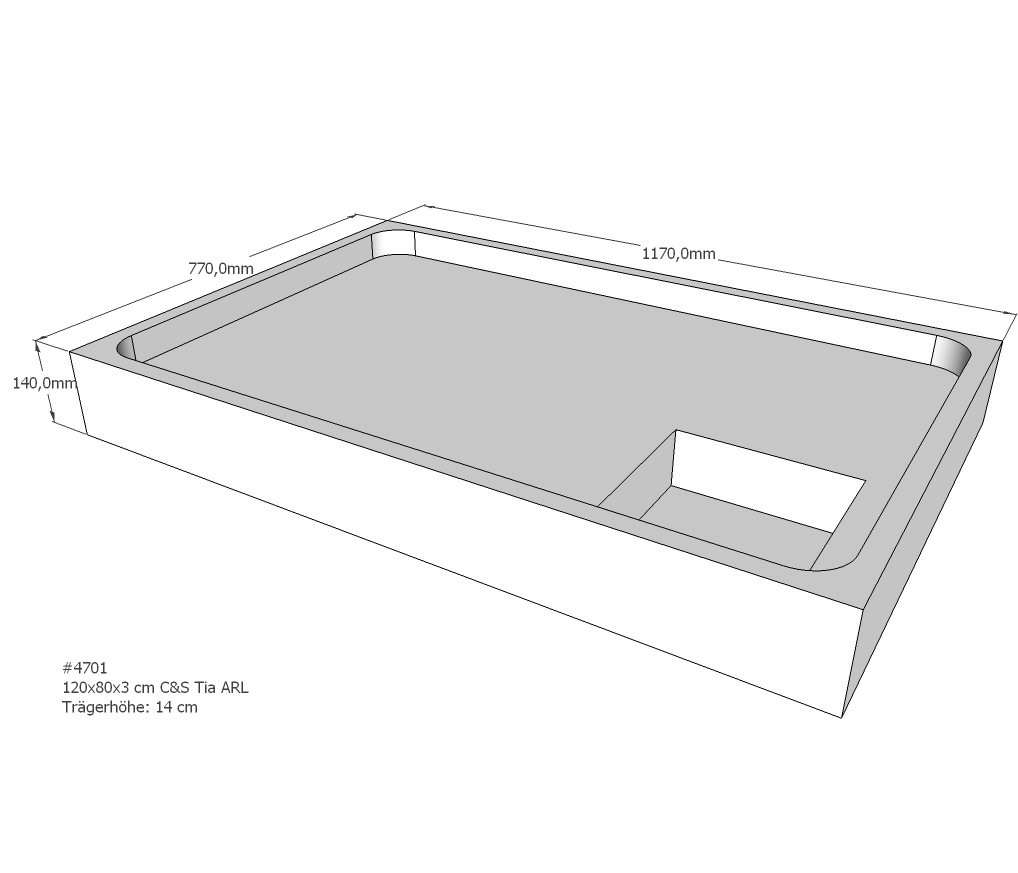 Duschwannenträger für Tia E 120x80