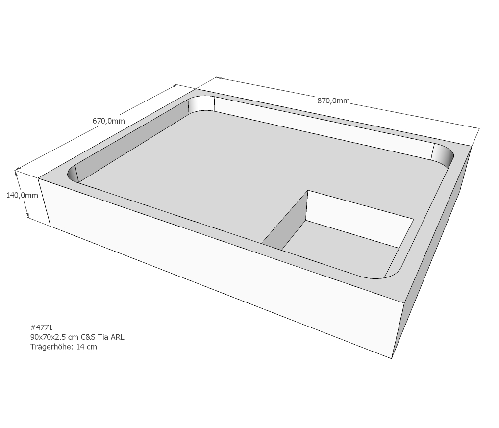 Duschwannenträger für Tia E 90x70