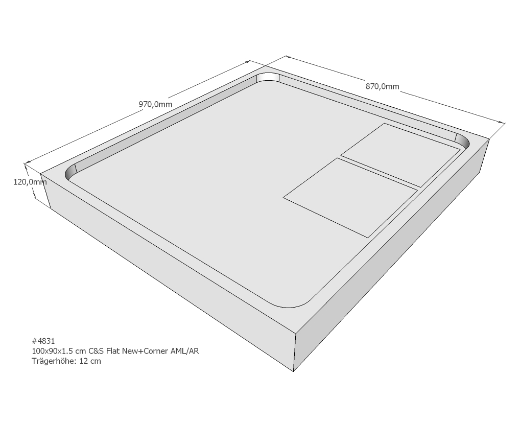 Duschwannenträger für Flat E 100x90