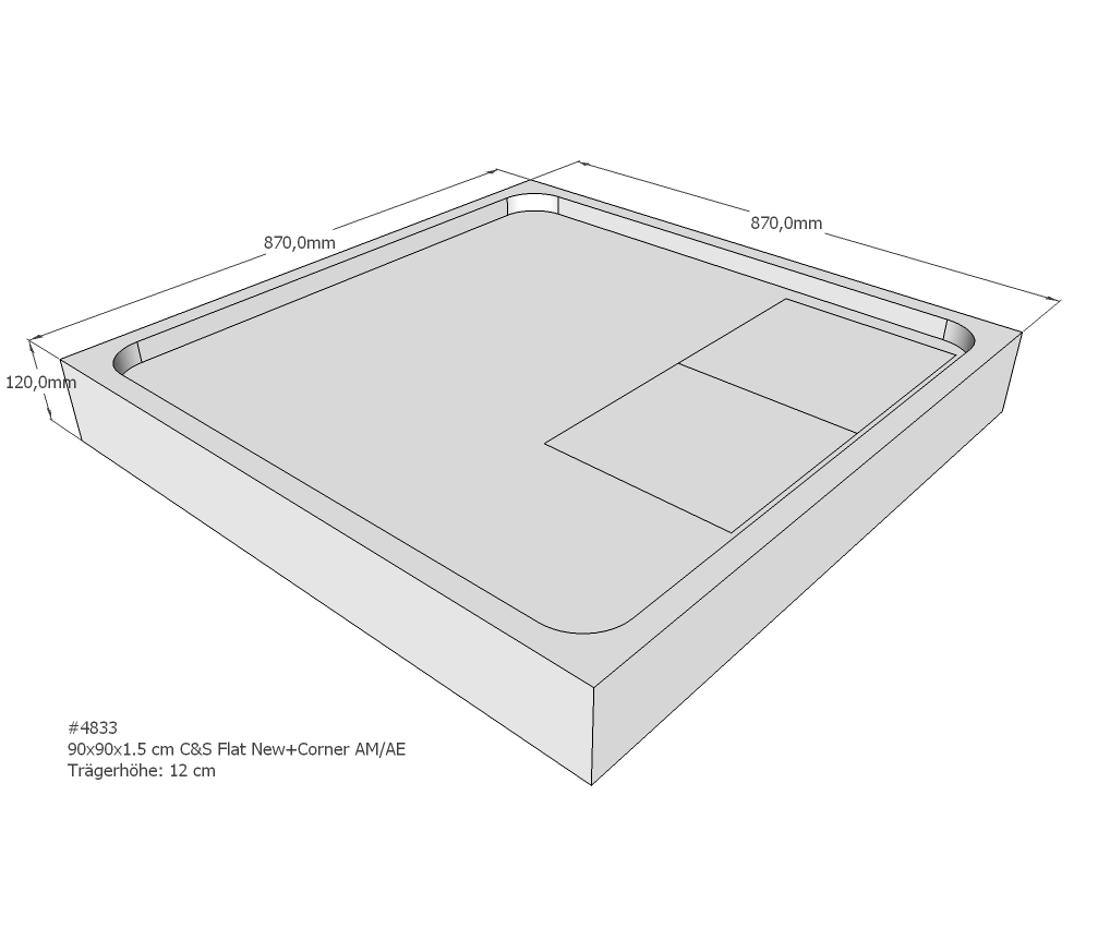 Duschwannenträger für Flat E 90x90