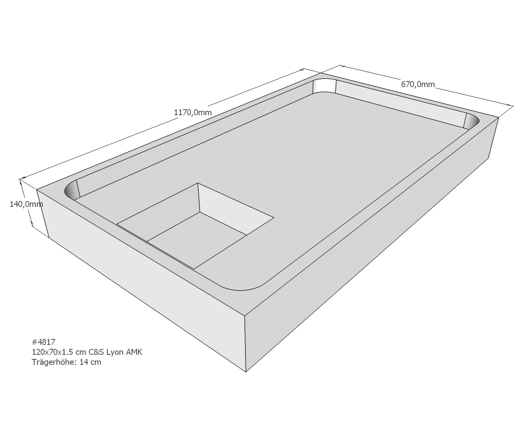 Duschwannenträger für Lyon E 120x70