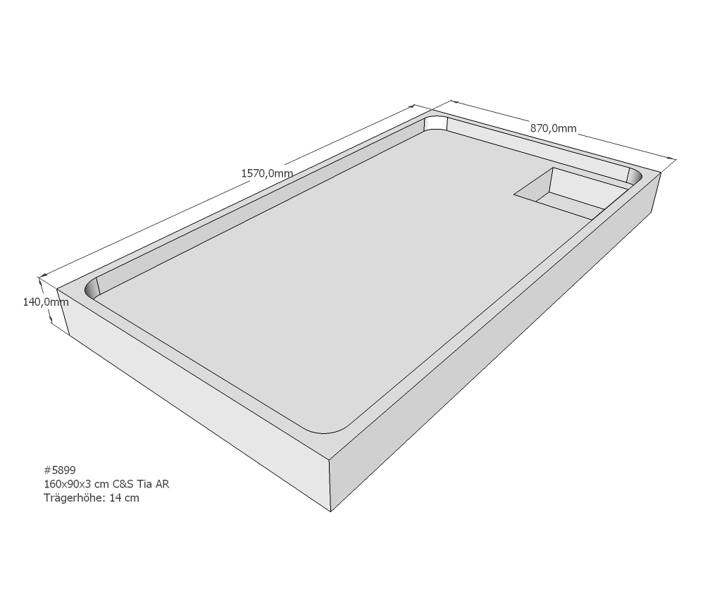 Duschwannenträger für Tia E 160x90