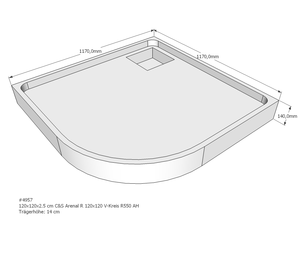 Duschwannenträger für Arenal R 120x120