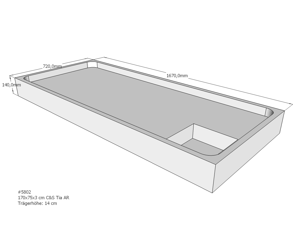 Duschwannenträger für Tia E 170x75