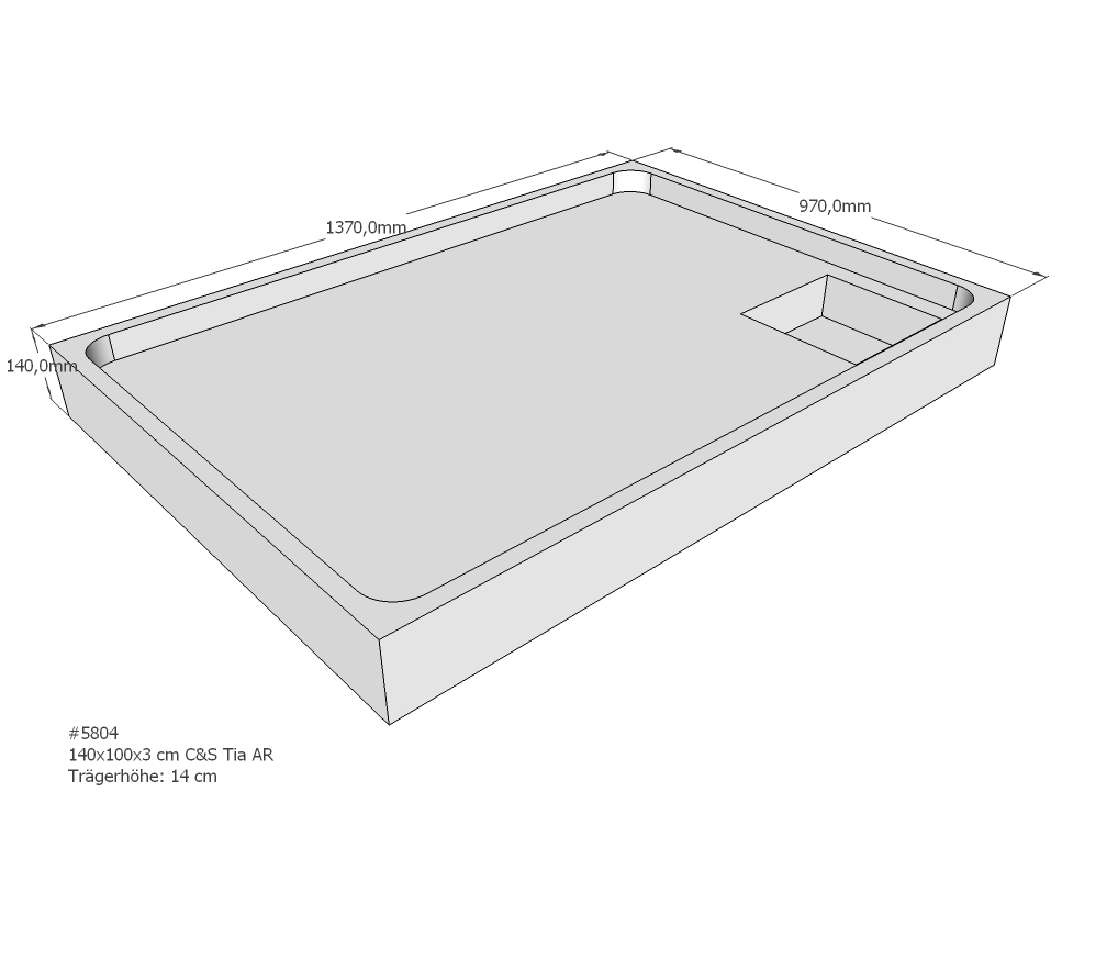 Duschwannenträger für Tia E 140x100