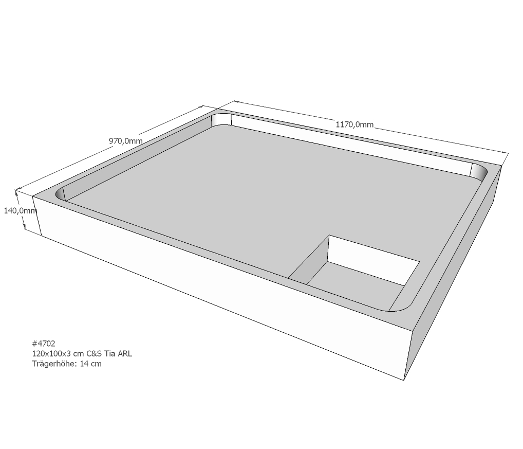 Duschwannenträger für Tia E 120x100