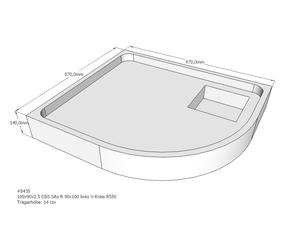 Duschwannenträger für Sito R 90x100 links