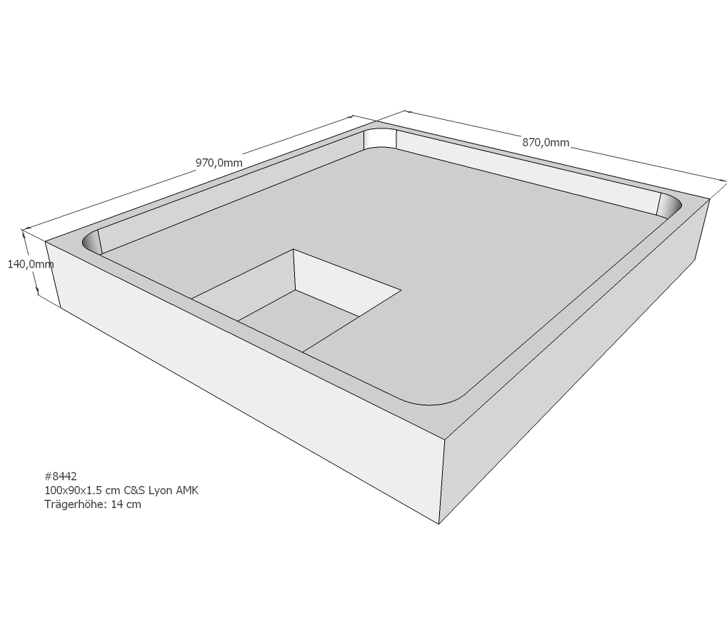 Duschwannenträger für Lyon E 100x90