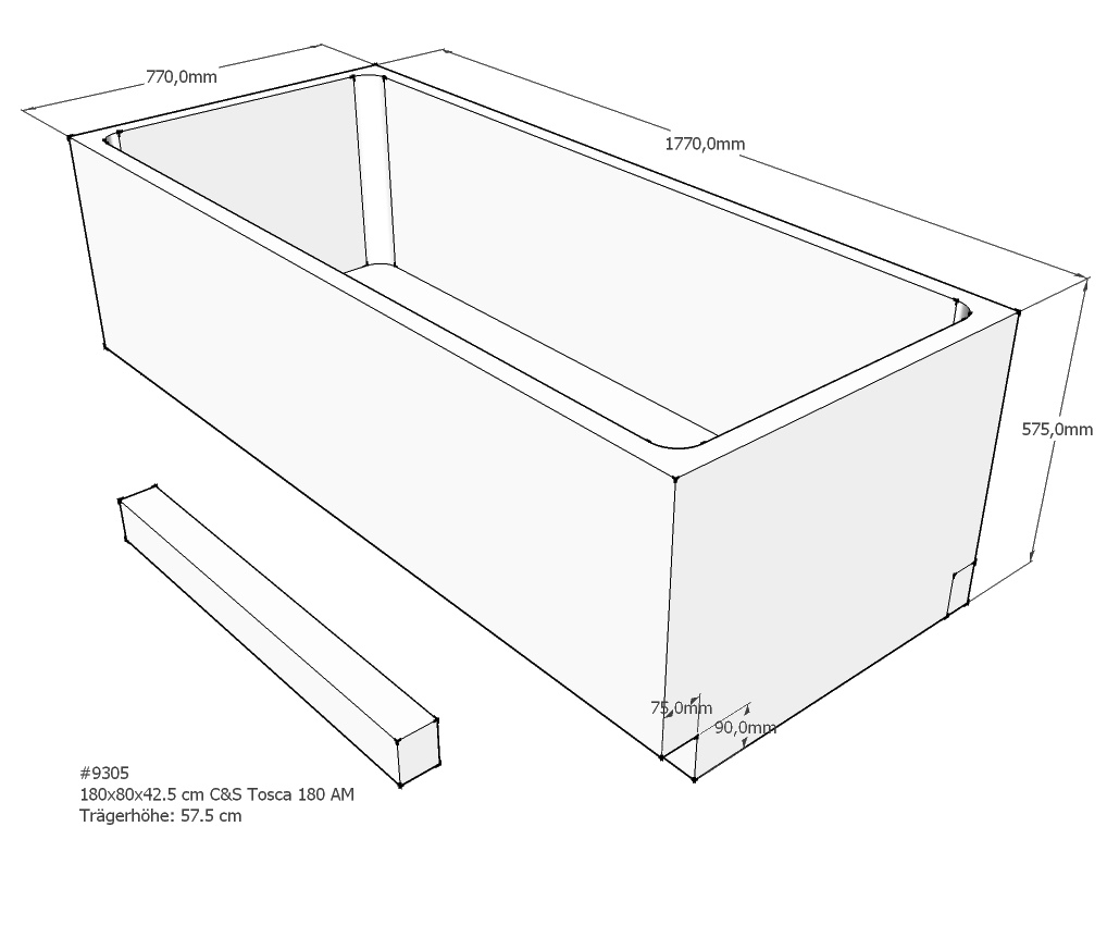 Badewannenträger für Tosca 180
