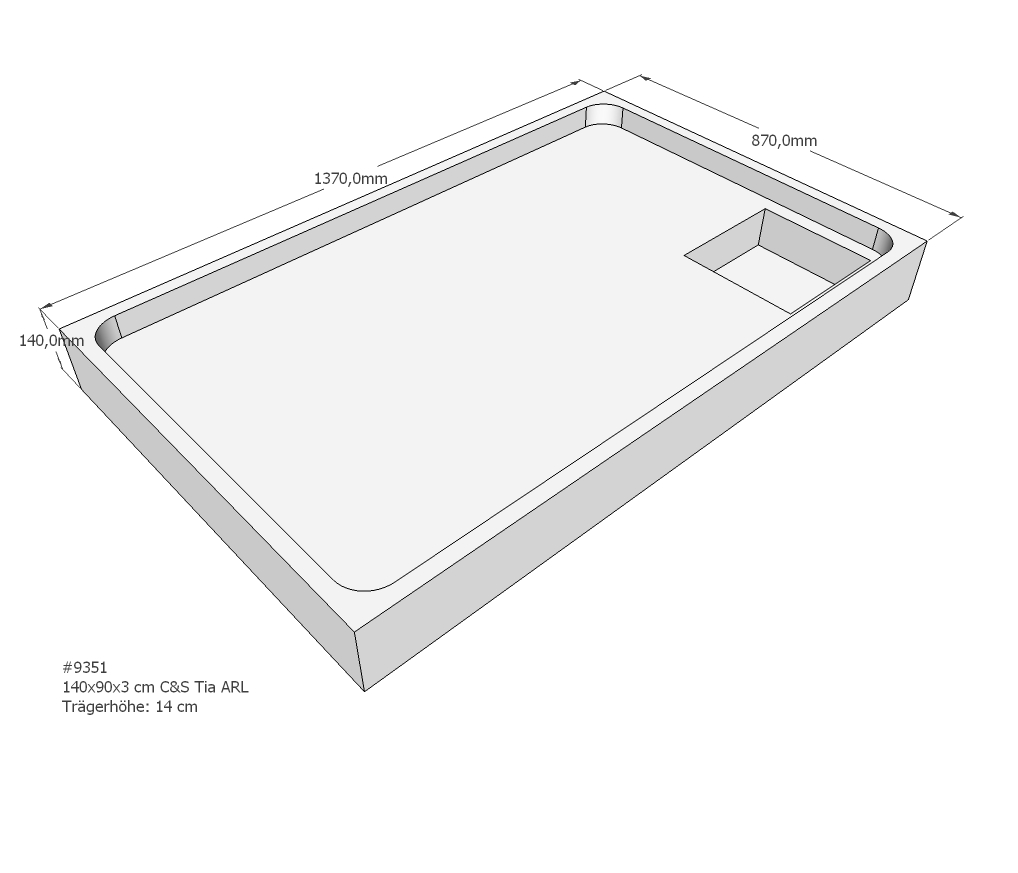 Duschwannenträger für Tia E 140x90