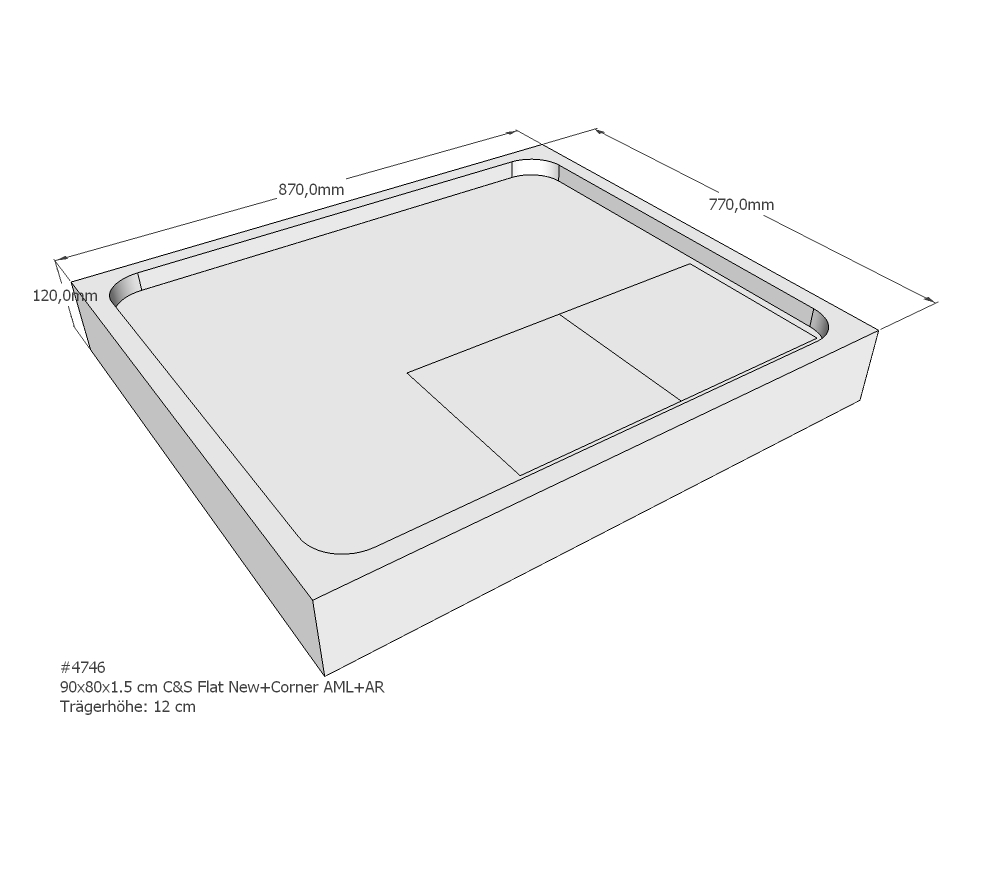 Duschwannenträger für Flat E 90x80