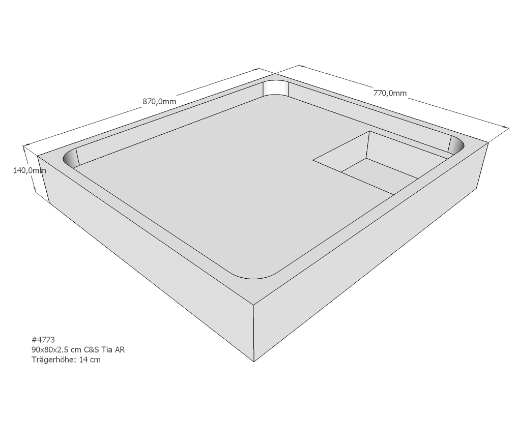 Duschwannenträger für Tia E 90x80