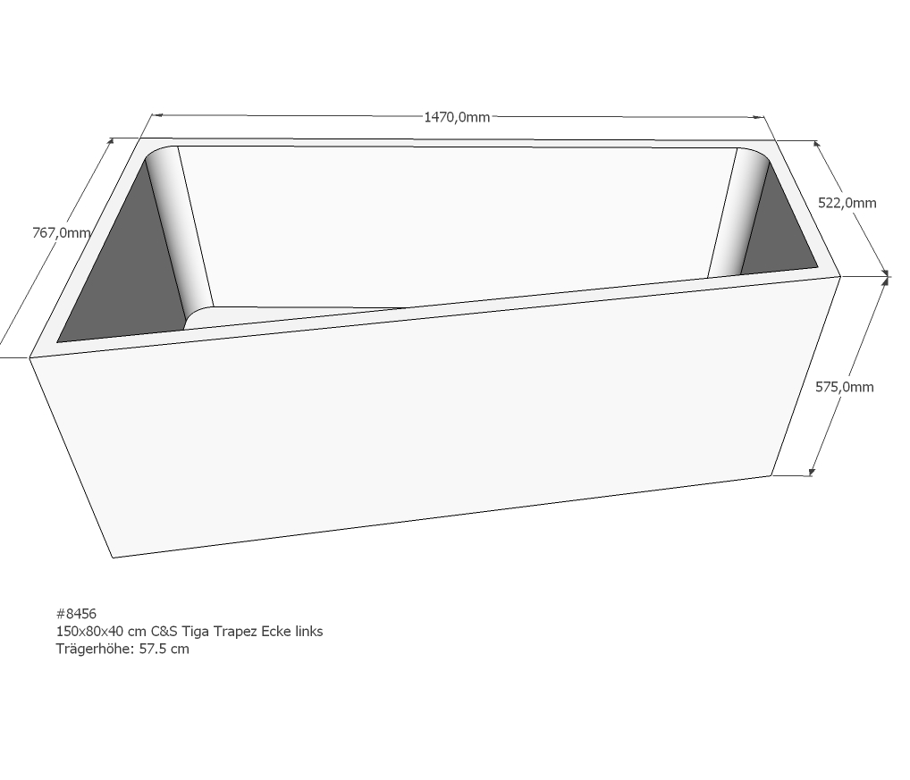 Badewannenträger für Tiga 150x80 links