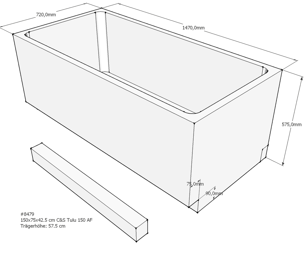 Badewannenträger für Tulu 150x75