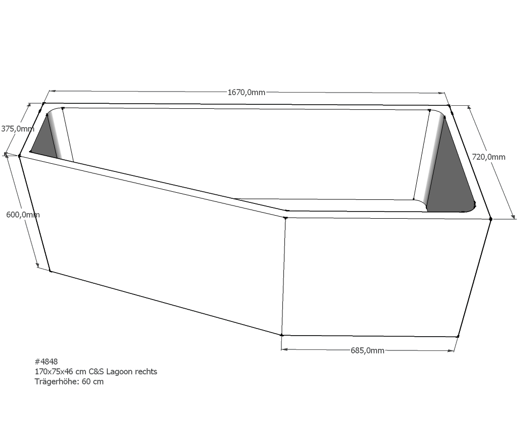 Badewannenträger für Lagoon 170x75 rechts