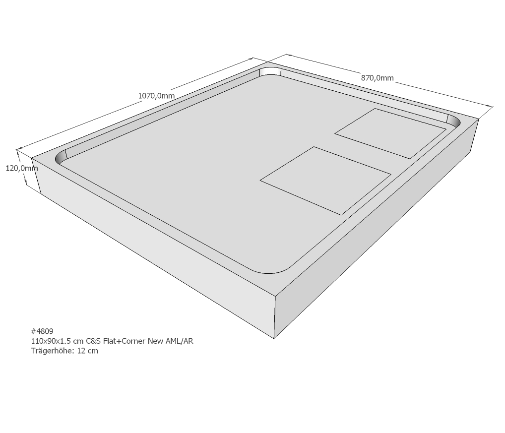 Duschwannenträger für Flat E 110x90