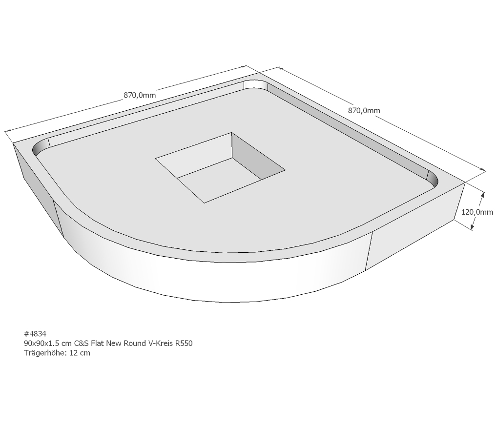 Duschwannenträger für Flat New R 90x90