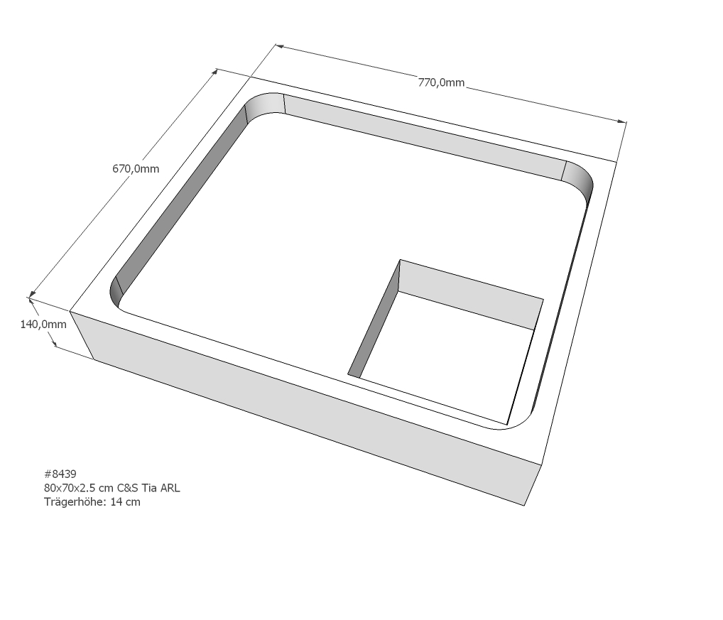 Duschwannenträger für Tia E 80x70