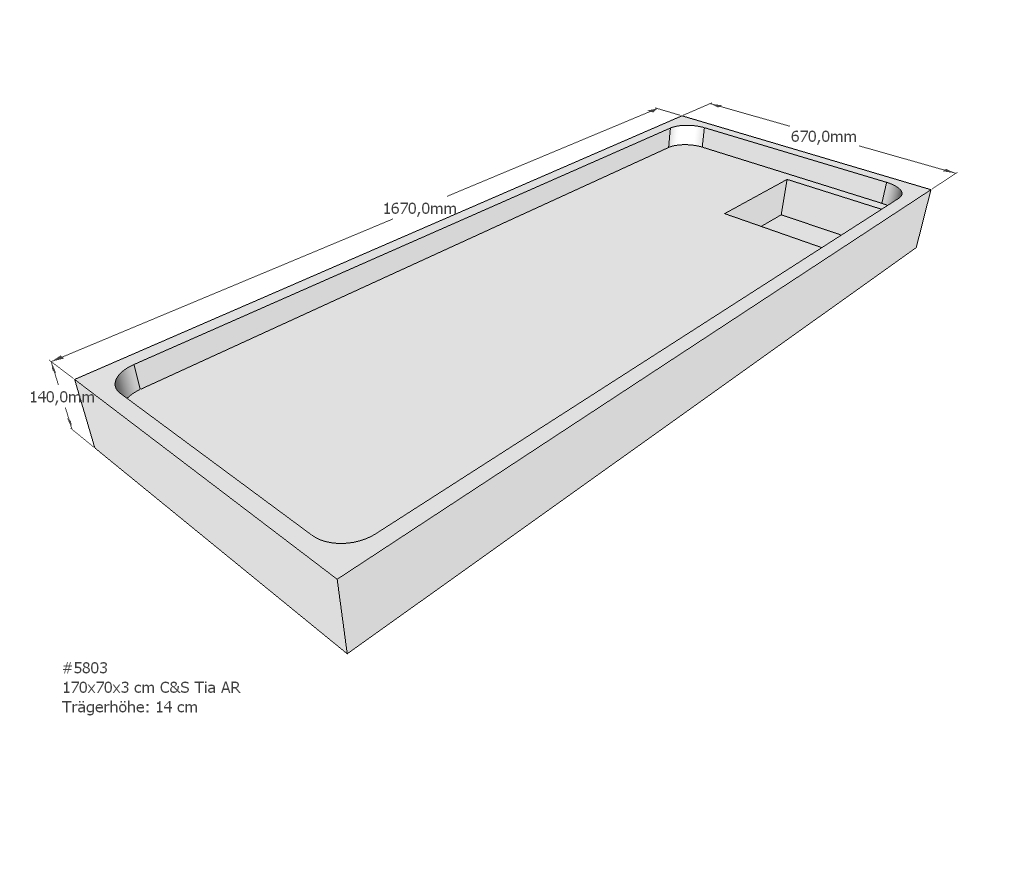 Duschwannenträger für Tia E 170x70