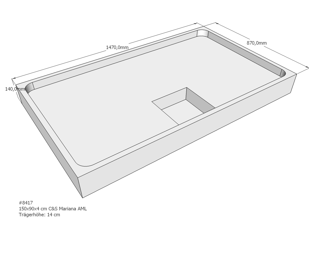 Duschwannenträger für Mariana E 150x90