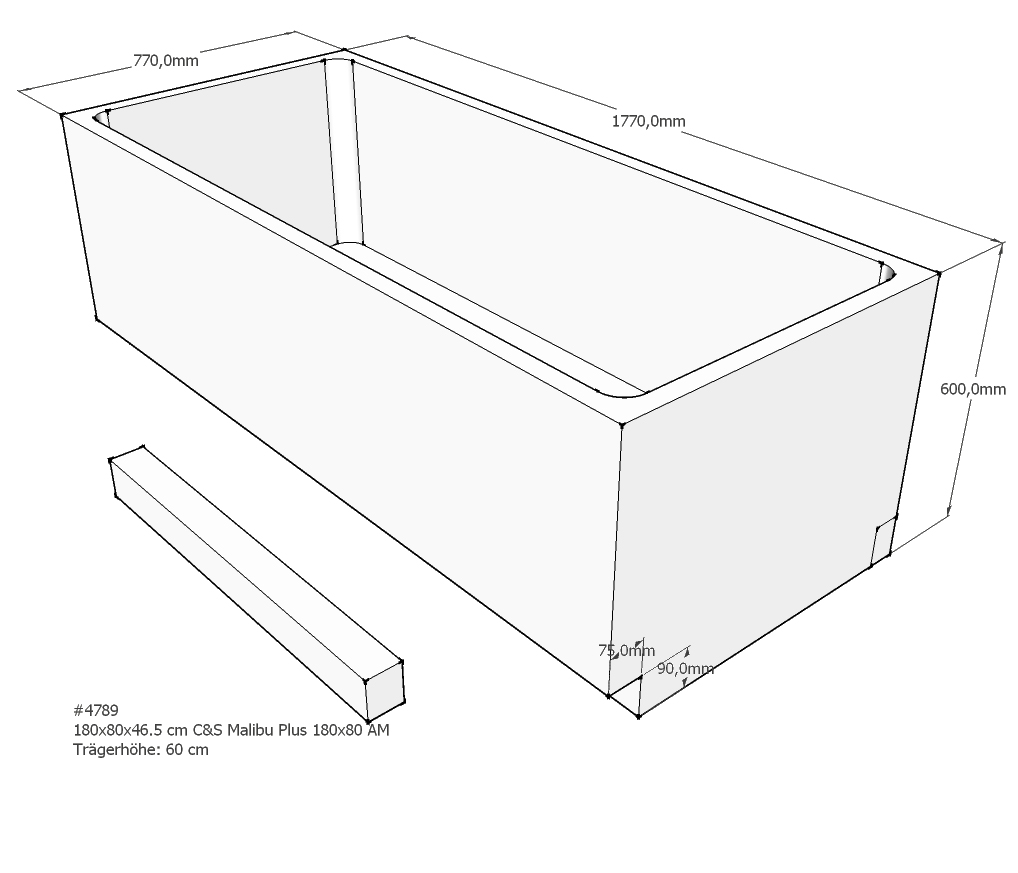 Badewannenträger für Malibu Plus 180x80