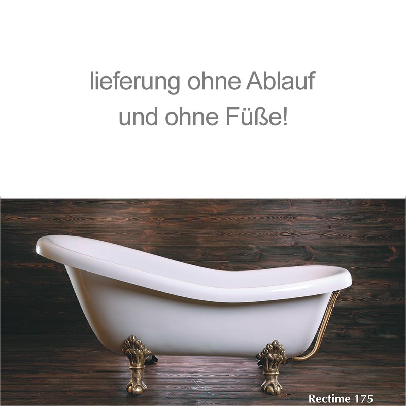 Retro Style Badewanne Rectime 173x80x43 cm weiß