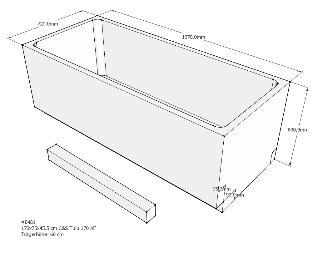 Badewannenträger für Tulu 170x75