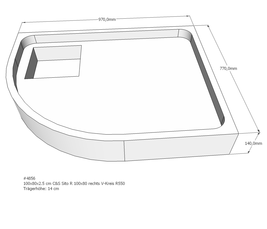 Duschwannenträger für Sito R 100x80 rechts